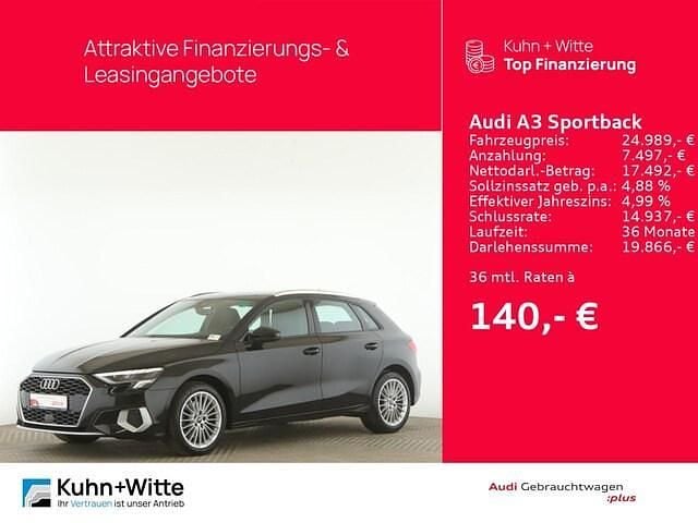 Mythosschwarz metallic Gebraucht 2022 Audi A3 Advanced | 24.989 € (Fairer Preis) - Bild 1/3