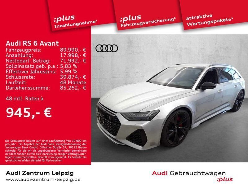 Florettsilber metallic Gebraucht 2021 Audi RS6 Ambiente Kombi | 93.930 € (Fairer Preis) - Bild 1/3