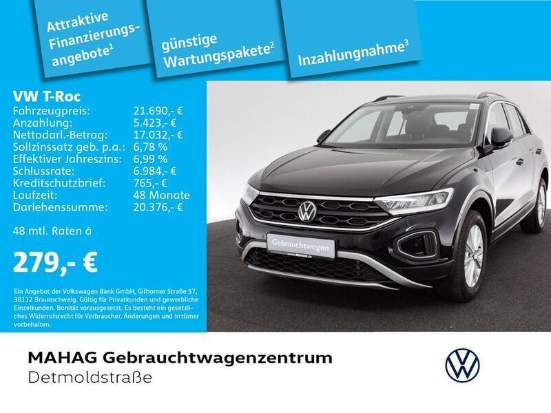 Schwarz Gebraucht 2023 VW T-Roc Life SUV | 21.690 € (Guter Preis) - Bild 1/2