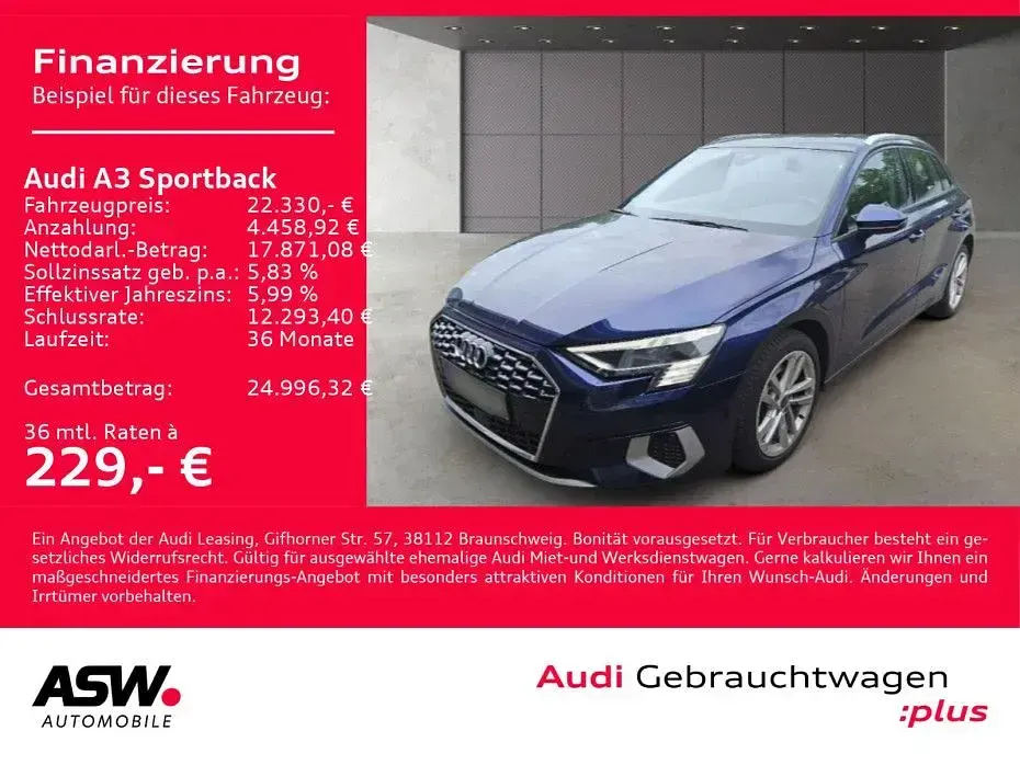 Gebraucht Audi A3 Advanced Plus 204 PS (150 kW) 2022 Navarrablau metallic Limousine