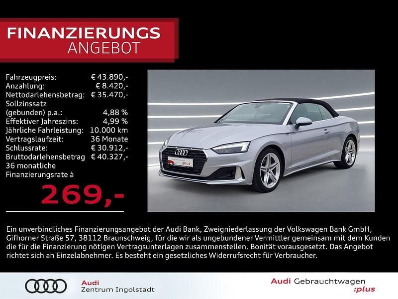 Silber metallic Gebraucht 2024 Audi A5 Cabriolet Advanced Cabrio | 42.890 € (Superpreis) - Bild 1/3