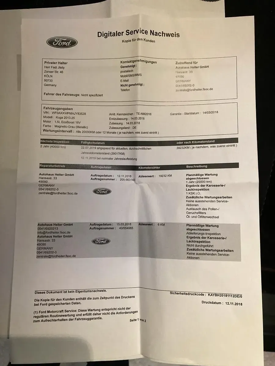 Usado Ford Kuga ST-Line 150 HP (110 kW) 2018 Cinzento SUV