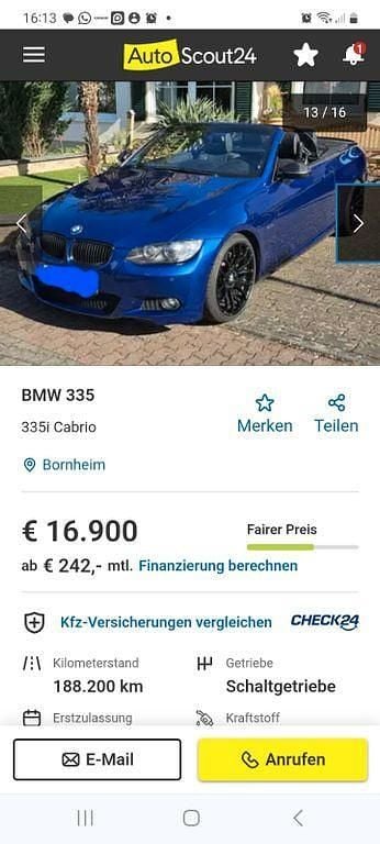 Gebraucht BMW 335 Cabriolet Performance 306 PS (225 kW) 2008 Blau Cabrio
