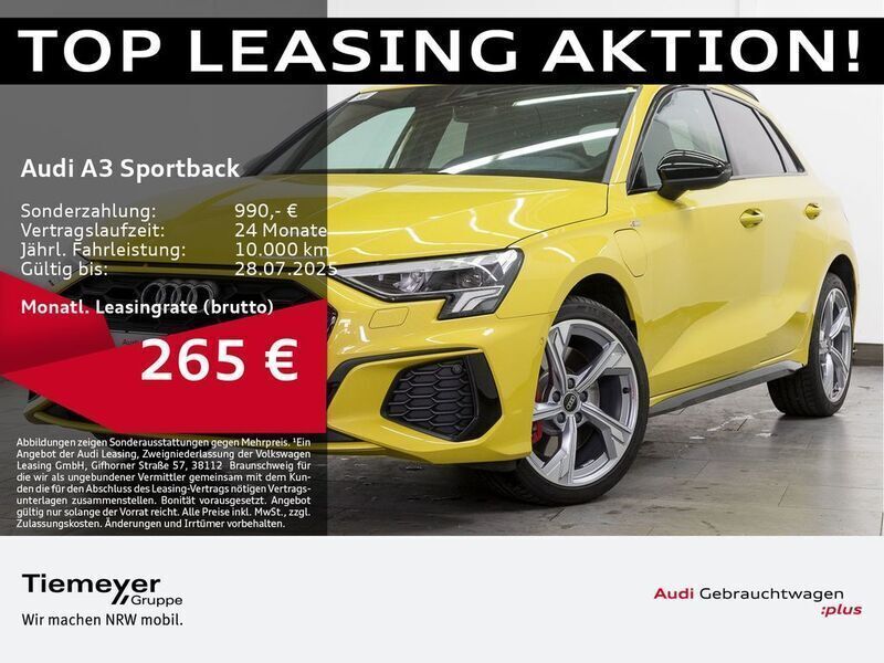Gelb Gebraucht 2024 Audi A3 Sportback e-tron S-Line Limousine | 36.960 € (Etwas zu teuer) - Bild 1/4
