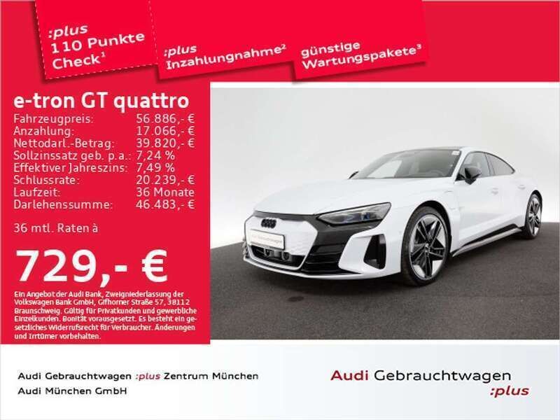Suzukagrau metallic Gebraucht 2022 Audi e-tron GT quattro Ambiente Limousine | 63.981 € (Teuer) - Bild 1/2