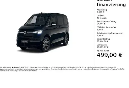 Nowe VW Multivan 204 KM (150 kW) 2026 Czarny Minivan