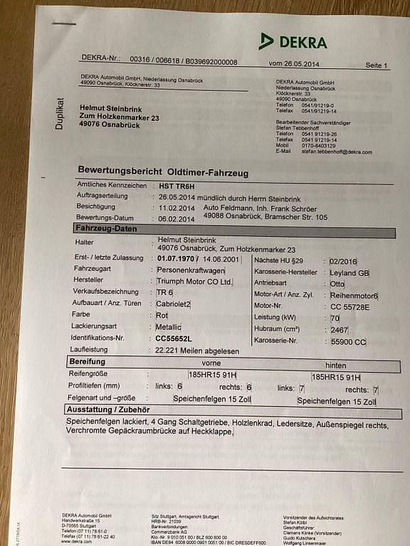 Gebraucht Triumph TR6 95 PS (69 kW) 1970 Rot Cabrio