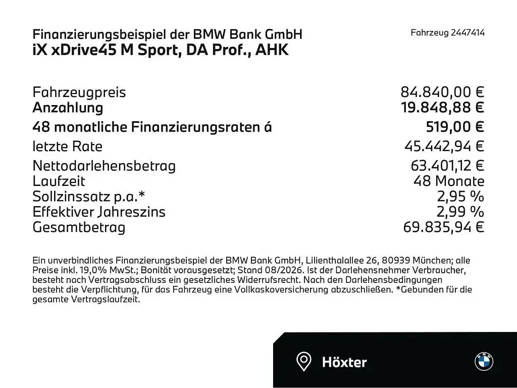 Neu BMW iX M Sport 300 kW (408 PS) 2026 Spacesilber (silber) SUV