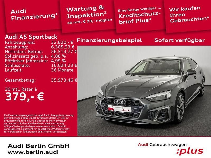 Daytonagrau perleffekt Gebraucht 2020 Audi A5 Sportback S-Line Limousine | 32.820 € (Fairer Preis) - Bild 1/3