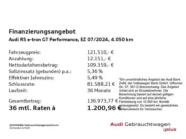 Gebraucht Audi e-tron GT quattro Performance 620 kW (843 PS) 2024 Daytonagrau perleffekt Limousine