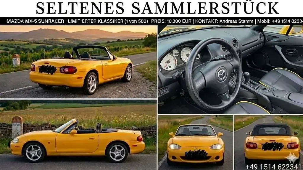 Gebraucht Mazda MX5 110 PS (80 kW) 2002 Gelb Cabrio