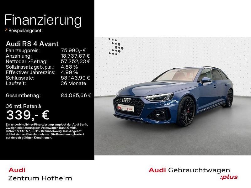 Ascariblau metallic Gebraucht 2024 Audi RS4 Ambiente Kombi | 75.990 € (Fairer Preis) - Bild 1/4
