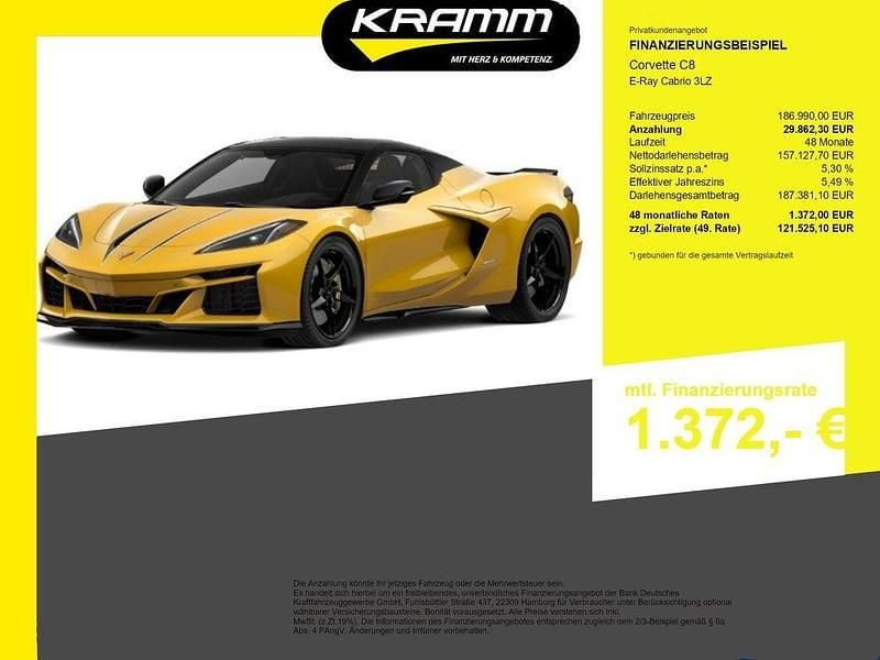 Neu Corvette C8 655 PS (481 kW) 2025 Gelb Cabrio