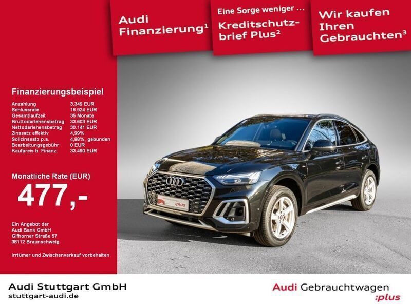 Mythosschwarz metallic Gebraucht 2021 Audi Q5 Sportback S-Line SUV | 37.610 € (Fairer Preis) - Bild 1/2