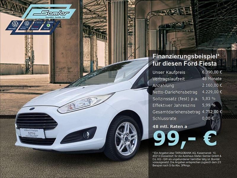 Weiss Gebraucht 2016 Ford Fiesta Cool & Sound Edition Kleinwagen | 6.390 € (Guter Preis) - Bild 1/4