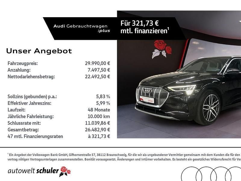 Mythosschwarz metallic (metallic) Gebraucht 2019 Audi e-tron Advanced SUV | 29.500 € - Bild 1/4