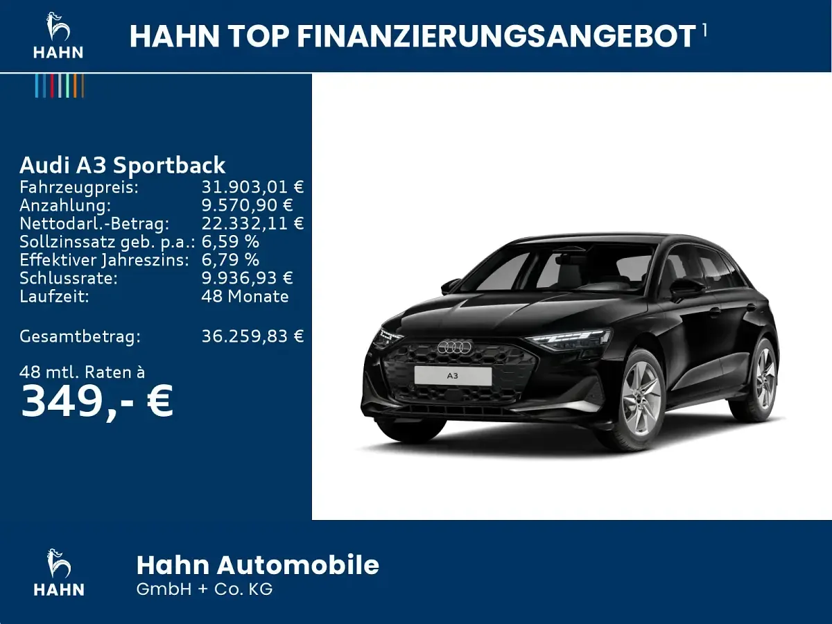 Neu Audi A3 Advanced 116 PS (85 kW) 2026 Schwarz Limousine