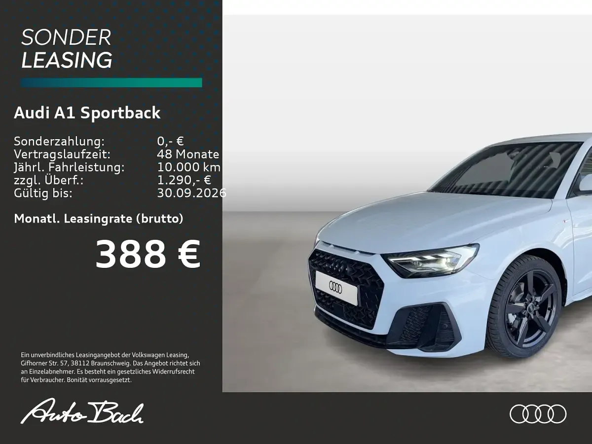 Neu Audi A1 Sportback S-Line 116 PS (85 kW) 2026 Gletscherweiß metallic Kleinwagen