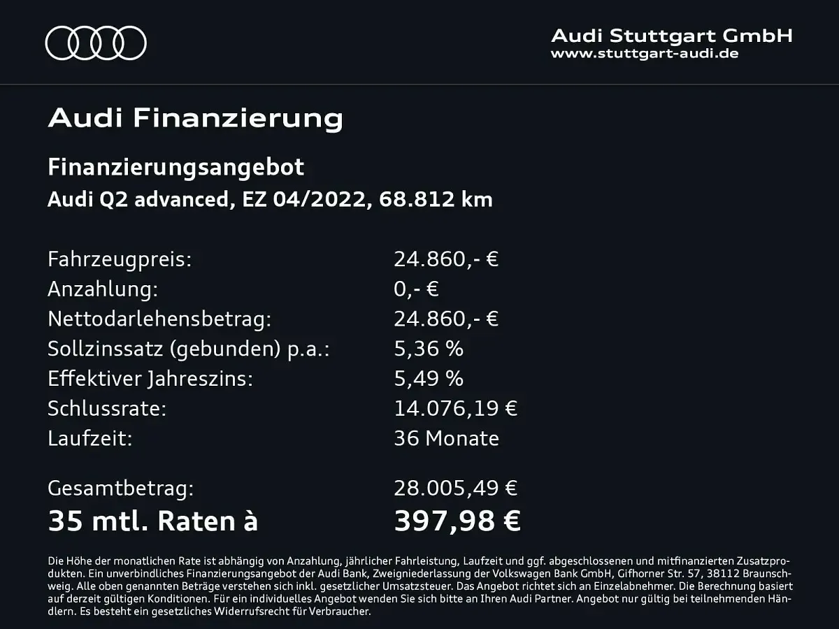 Gebraucht Audi Q2 Ambiente 150 PS (110 kW) 2022 Gletscherweiß metallic SUV