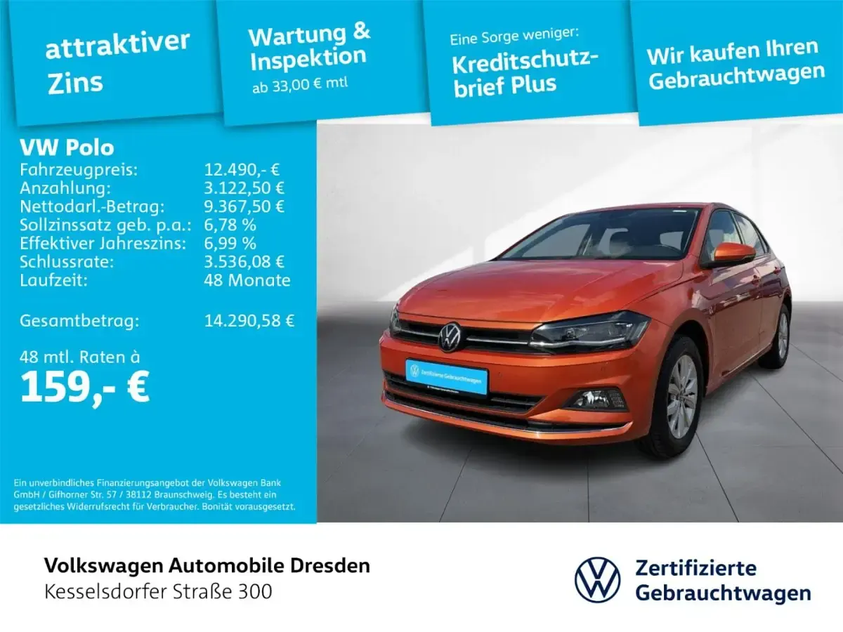 Gebraucht VW Polo Highline 95 PS (69 kW) 2021 Orange Kleinwagen