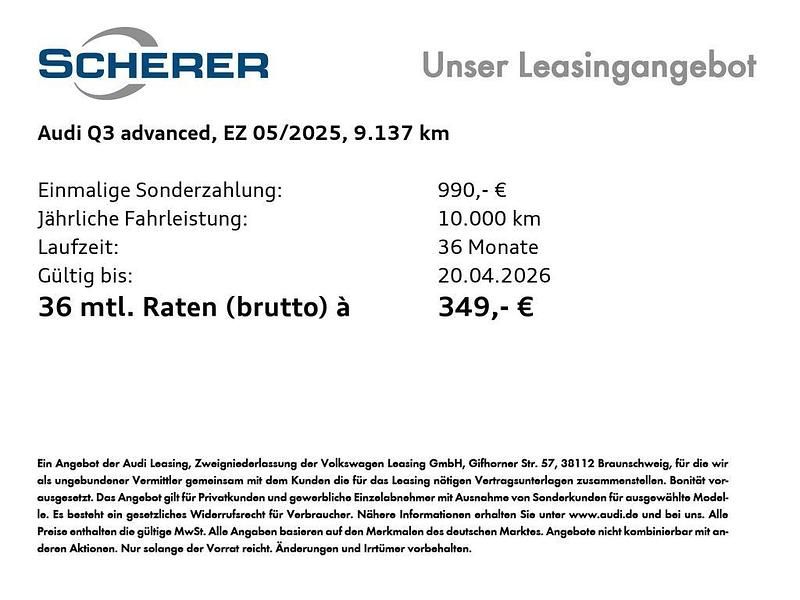 Gebraucht Audi Q3 Ambiente 150 PS (110 kW) 2025 Chronosgrau metallic (metallic) SUV