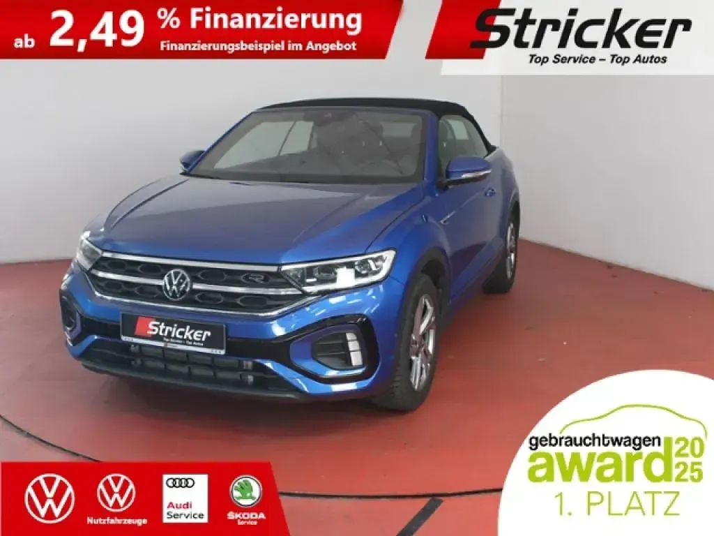 Gebraucht VW T-Roc Cabriolet R-line 150 PS (110 kW) 2025 Ravennablau metallic schwarz (metallic) Cabrio