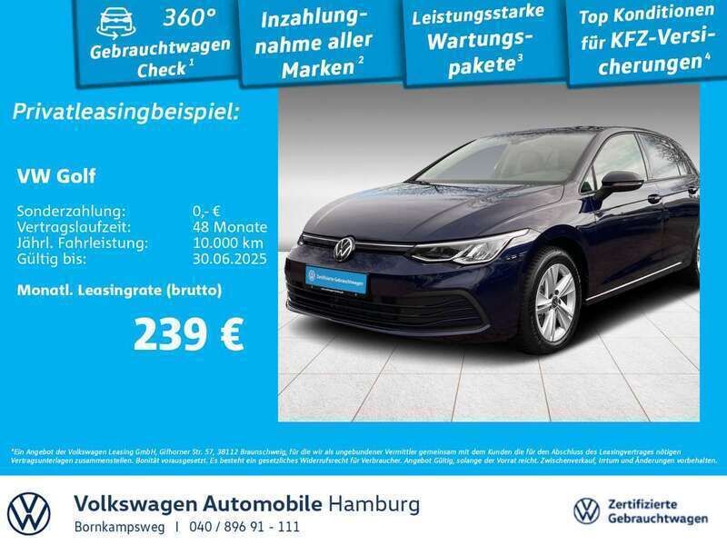 H7 atlantic blue metallic Gebraucht 2023 VW Golf VIII Life Limousine | 24.333 € (Fairer Preis) - Bild 1/3