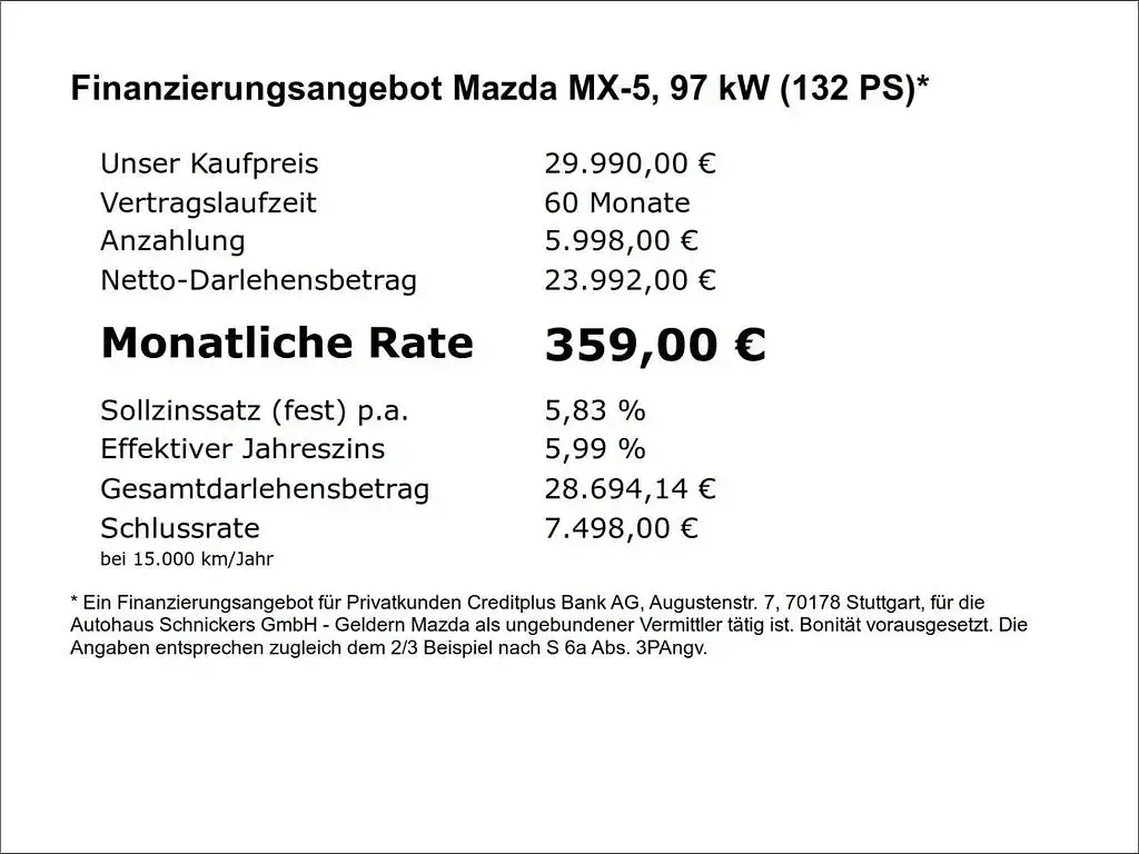 Neu Mazda MX5 Homura-Line 132 PS (97 kW) 2025 Schwarz Cabrio
