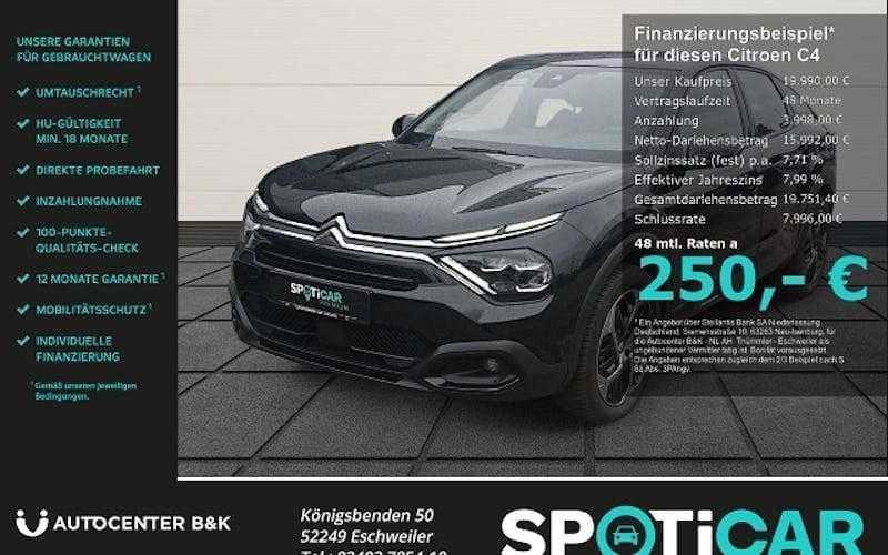 Perlaneraschwarz (metallic) Gebraucht 2024 Citroën C4 PureTech Limousine | 19.990 € (Fairer Preis) - Bild 1/4