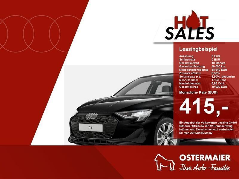 Schwarz Neu 2025 Audi A3 Sportback e-tron Limousine | 34.690 € - Bild 1/4