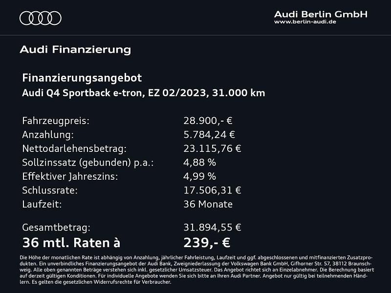 Gebraucht Audi Q4 e-tron 125 kW (170 PS) 2023 Kieselgrau SUV