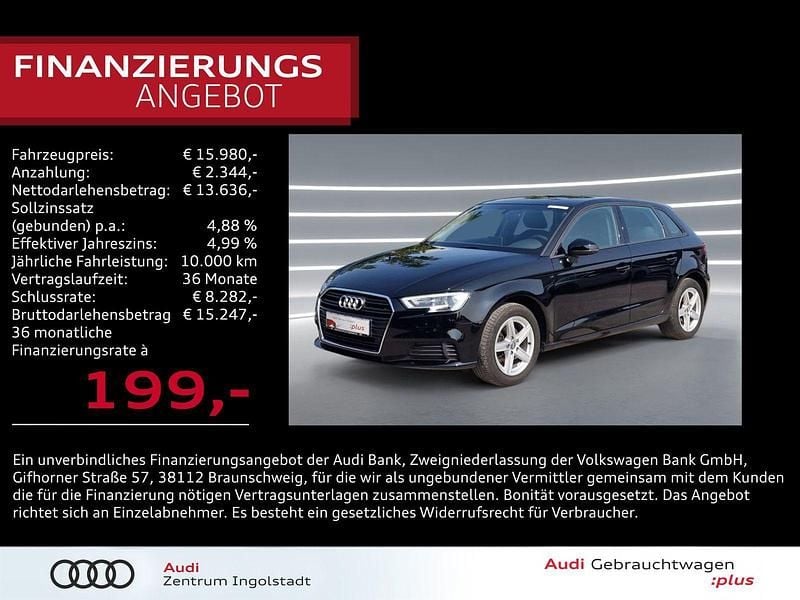 Schwarz Gebraucht 2020 Audi A3 Sportback g-tron Design Limousine | 15.980 € (Guter Preis) - Bild 1/3