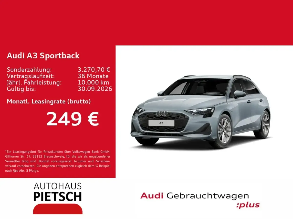 Gebraucht Audi A3 Sportback e-tron Comfort 204 PS (150 kW) 2026 Pfeilgrau perleffekt Kleinwagen
