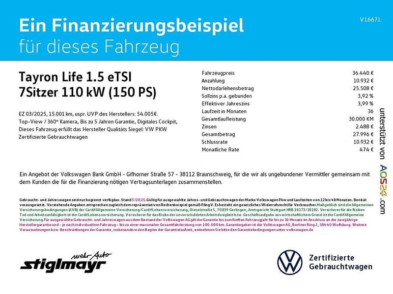 Gebraucht VW Tayron Life 150 PS (110 kW) 2025 Nightshade blue metallic SUV