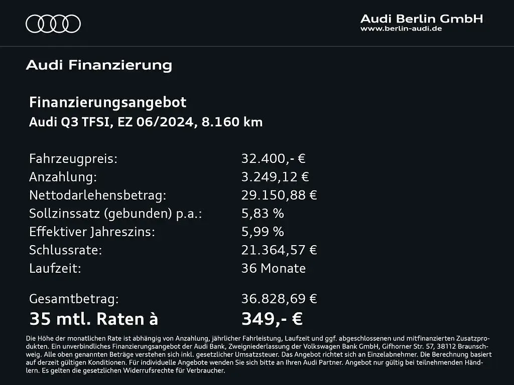 Gebraucht Audi Q3 Comfort 150 PS (110 kW) 2024 Schwarz SUV