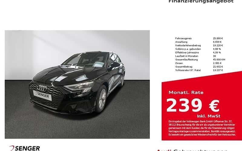 Schwarz Gebraucht 2022 Audi A3 Sportback e-tron Ambiente Limousine | 25.880 € (Fairer Preis) - Bild 1/4