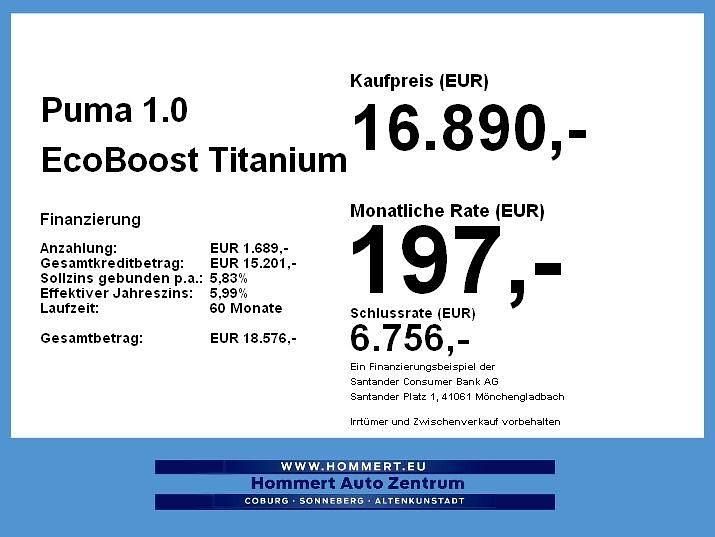 Gebraucht Ford Puma Titanium 125 PS (91 kW) 2022 Frostweiß (metallic) SUV