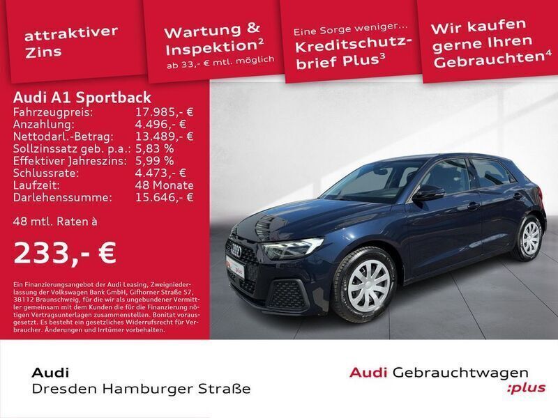 Firmamentblau metallic Gebraucht 2021 Audi A1 Sportback Ambiente Kleinwagen | 18.950 € (Fairer Preis) - Bild 1/3