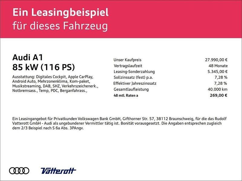 Neu Audi A1 Sportback Advanced Plus 116 PS (85 kW) 2025 Grau Kleinwagen