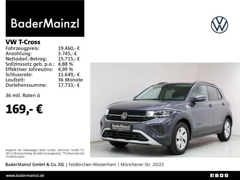 Rauchgrau metallic (metallic) Gebraucht 2024 VW T-Cross Life SUV | 19.630 € (Guter Preis) - Bild 1/3