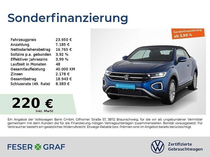 Gebraucht VW T-Roc Cabriolet Style 116 PS (85 kW) 2024 Ravennablau Cabrio