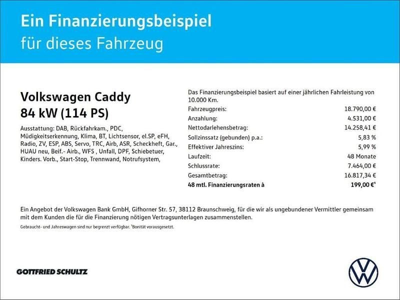 Weiss Gebraucht 2021 VW Caddy Van / Kleinbus | 18.790 € (Superpreis) - Bild 1/1