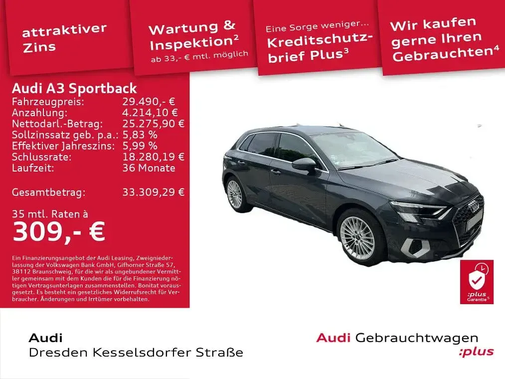 Gebraucht Audi A3 Advanced Plus 204 PS (150 kW) 2023 H1 manhattangrau metallic Limousine