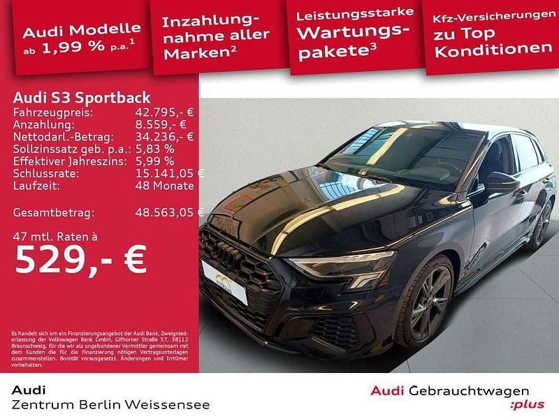 Mythosschwarz metallic Gebraucht 2023 Audi S3 Ambiente Limousine | 42.795 € (Fairer Preis) - Bild 1/4