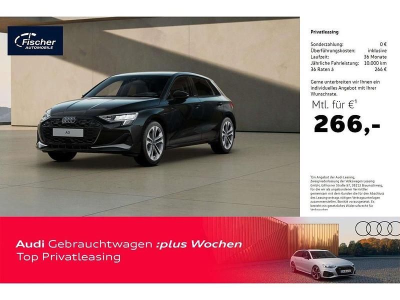 Mythosschwarz metallic Gebraucht 2024 Audi A3 Sportback Advanced Limousine | 32.940 € (Fairer Preis) - Bild 1/4