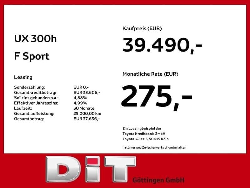 Neu Lexus UX 300h Sport Design Packet 199 PS (146 kW) 2026 Obsidiangrau SUV