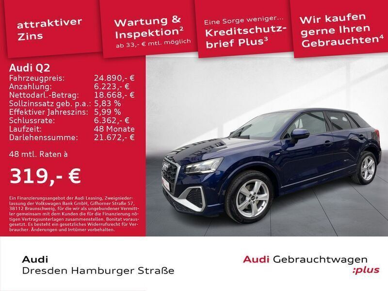 Navarrablau metallic Gebraucht 2020 Audi Q2 S-Line SUV | 24.890 € (Fairer Preis) - Bild 1/3