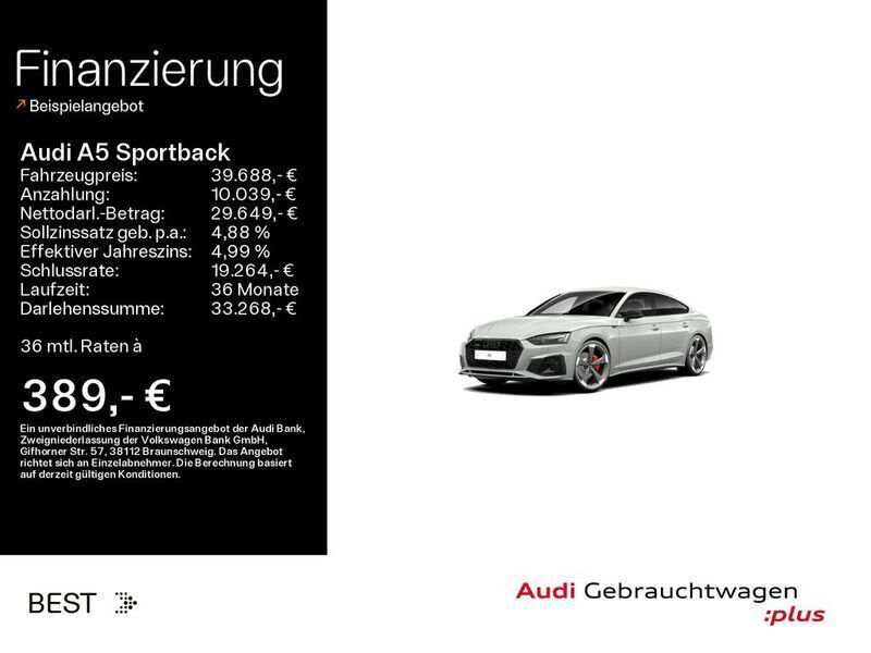 Quantumgrau Gebraucht 2022 Audi A5 Sportback Ambiente Limousine | 38.488 € (Teuer) - Bild 1/4