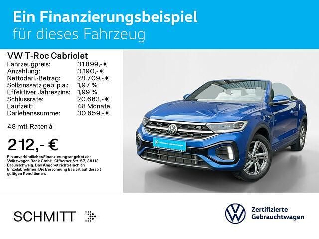 Gebraucht VW T-Roc Cabriolet R-line 150 PS (110 kW) 2024 Ravennablau metallic/schwarz Cabrio