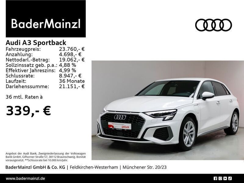 Ibisweiß Gebraucht 2022 Audi A3 Sportback S-Line Limousine | 23.760 € (Fairer Preis) - Bild 1/3